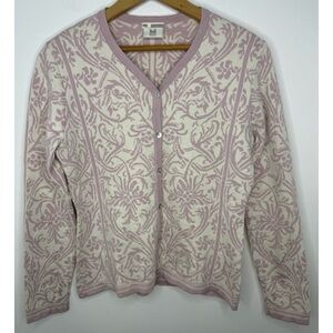 DALE OF NORWAY Pinky Lavender and Cream Button Down Cardigan